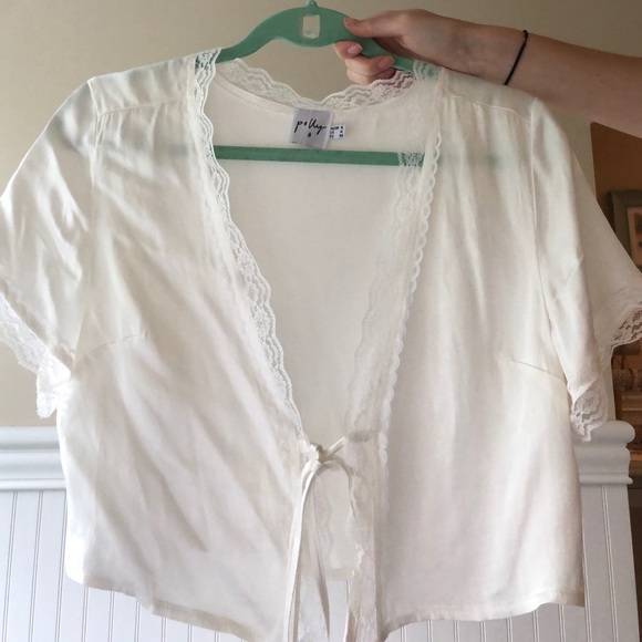 Princess Polly Vintage Tie Top White NWOT - Picture 3 of 7